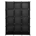 AMYOVE 12-cube Storage Shelf DIY Stackable Bookshelf Cabinet Storage Organizer Black