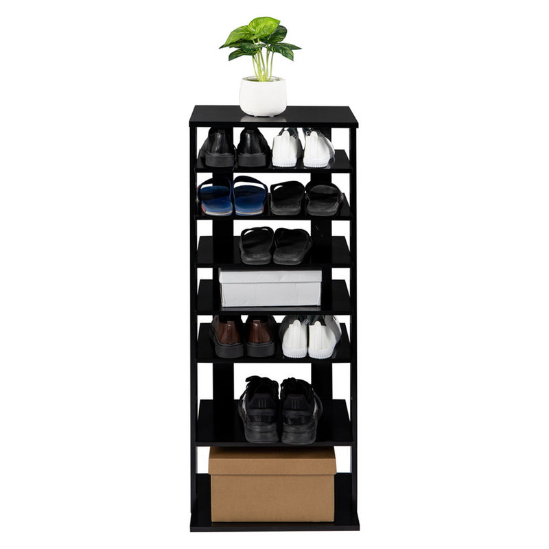 ALICIAN 7-layer Wooden Shoe Rack Storage Mount Household Furniture Room Organizer Black