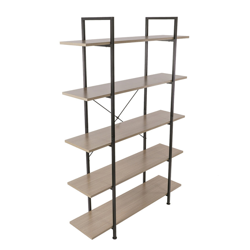 ALICIAN 5-tier Bookcase Spacious Vintage Wood Metal Shelf Furniture