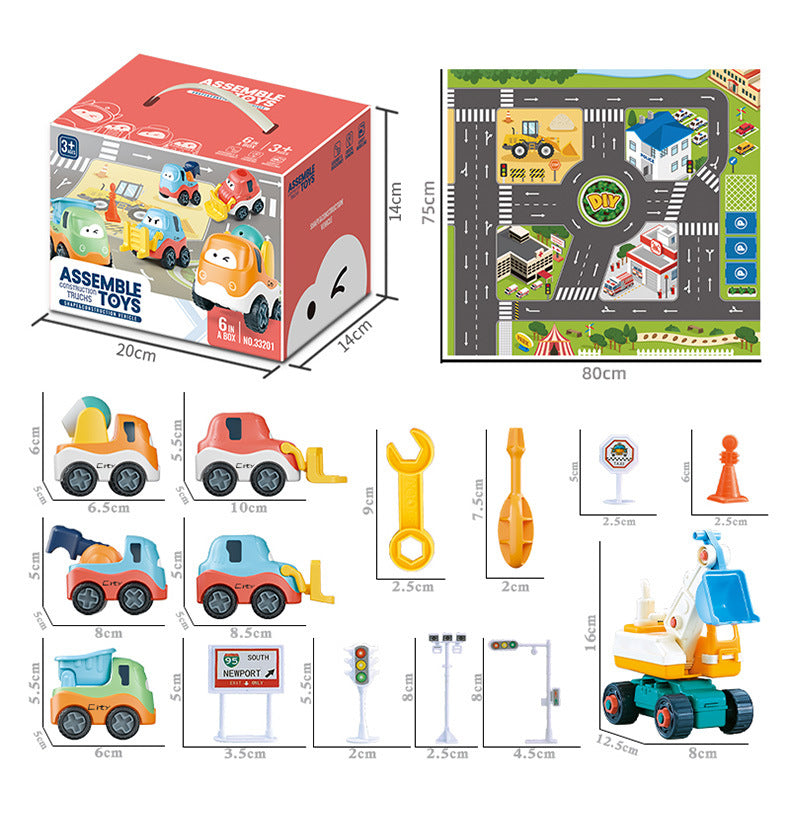 YIWA City Traffic Road Scene Toy Set Diy Disassembly Assembly Vehicle