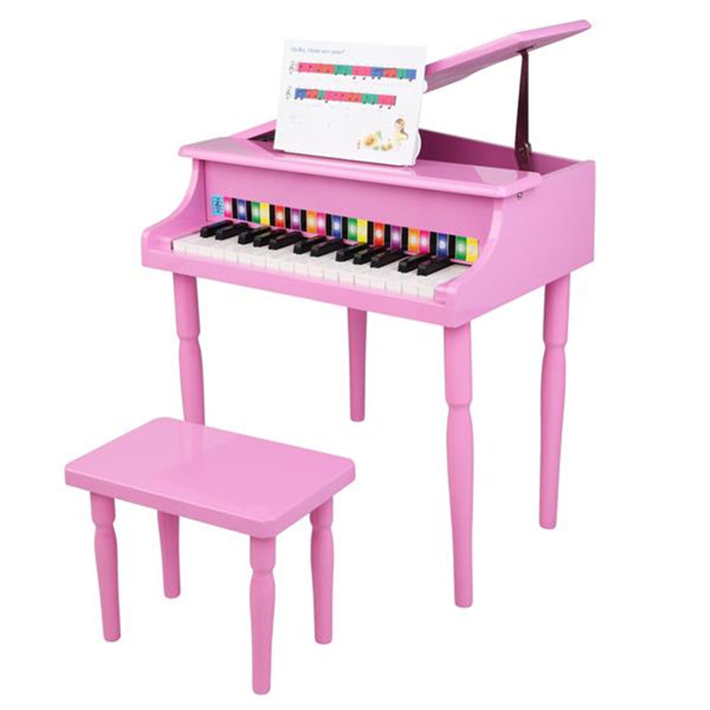 YIWA Children 30-key Wooden Piano With Music Stand 4 feet Piano Toys Pink