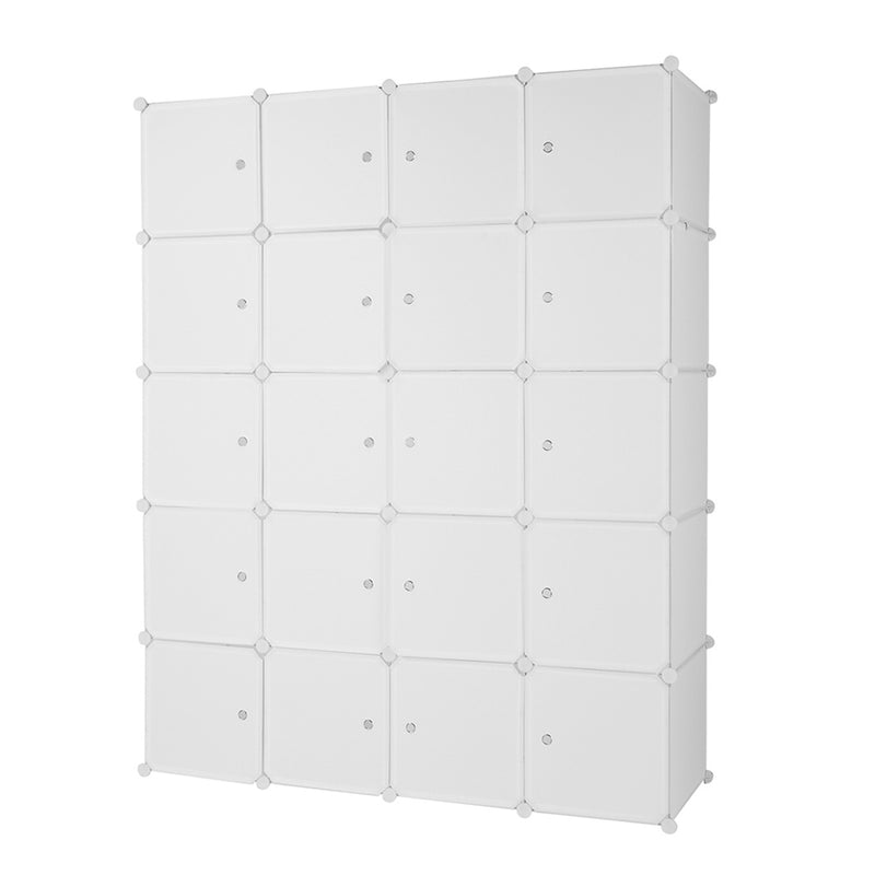 AMYOVE 5-layers 20-grids Modular Closet Cabinet Storage  Shelves Cube Organizer White