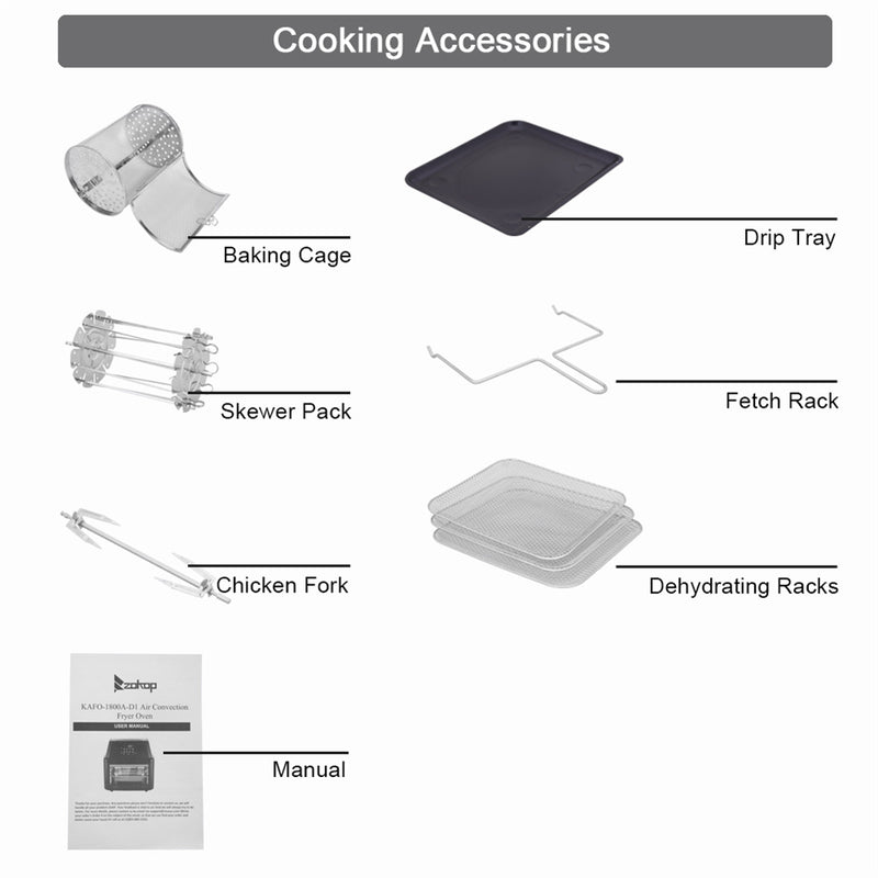 ZOKOP 16.91QT Air Fryer Large Capacity Digital Panel Convection Oven