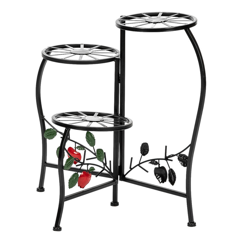 ALICIAN Metal Plant Stand Shelf 3-base Flower Pot Holder Organizing Racks Black