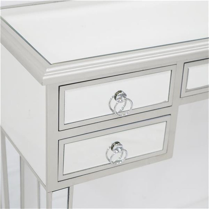 AMYOVE Mirrored Desk Vanity Table With 5 Drawers For Home Bedroom Storage