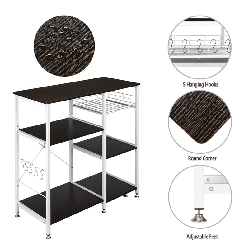 RONSHIN 4-layer Microwave Oven Rack Floor-standing 90*40*84cm Black