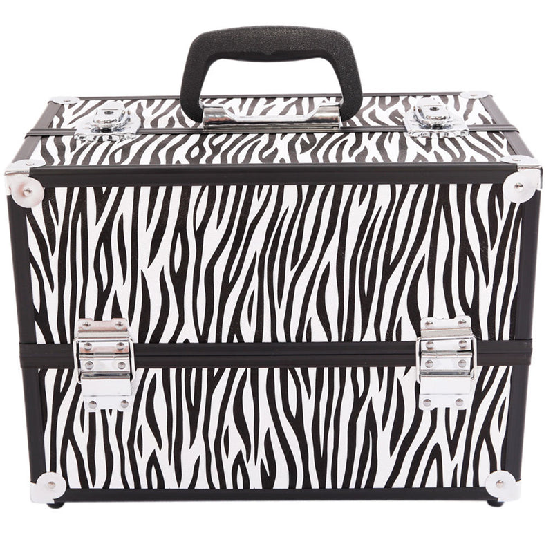 SHININGLOVE Portable Cosmetic Case White Zebra Pattern Makeup Jewelry Box