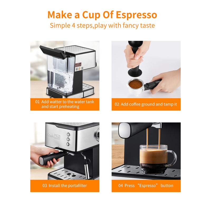 GEEK CHEF 1.5L Espresso Machine Coffee Maker