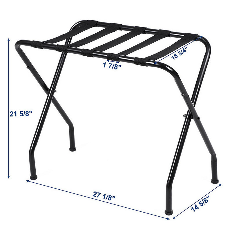 RONSHIN Portable Metal Luggage Rack 100 Lbs Load Capacity Heavy Duty Nylon Straps 680x400x560mm