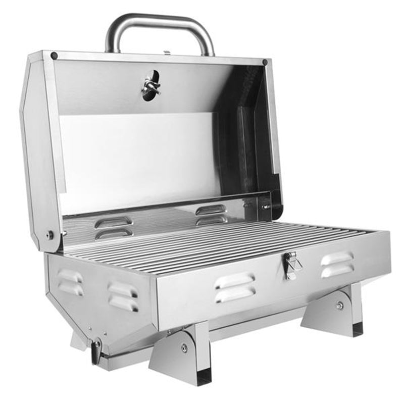 ZOKOP Portable Gas Grill Stove Square Stainless Steel Bbq Stove Silver