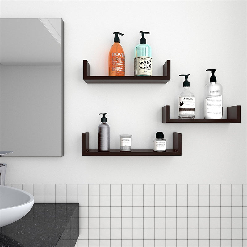 RONSHIN 3pcs Floating Display Shelves U-Shaped Detachable Wall Mounted Storage Wall Shelves