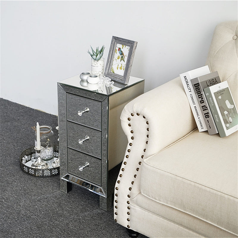 ALICIAN Modern Mirrored Night Stands with 3 Drawers Bedside Table End Table