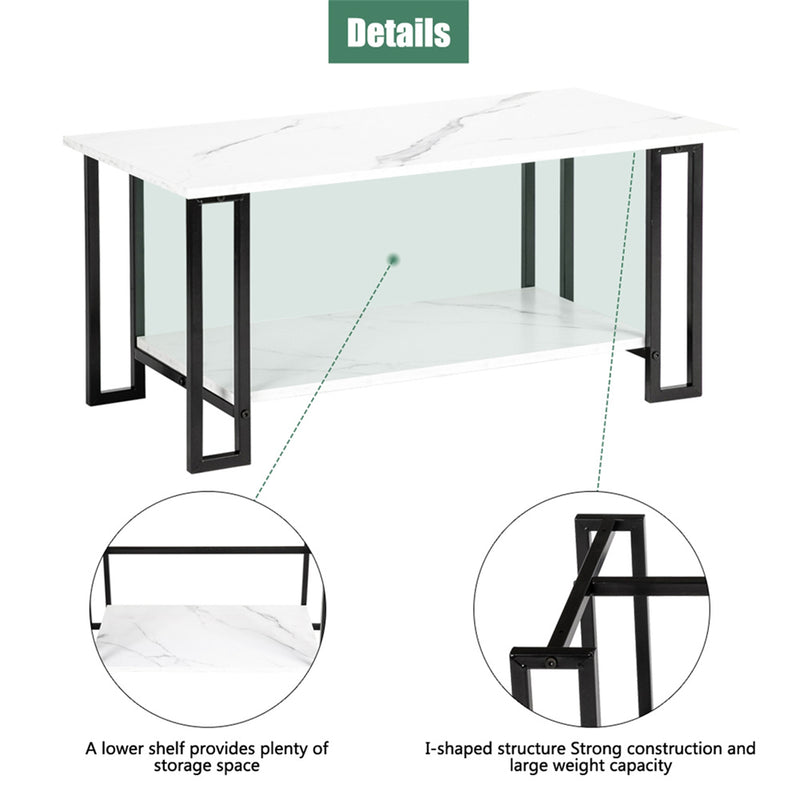 AMYOVE 2 Layers 1.5cm Thick Rectangle Coffee Table