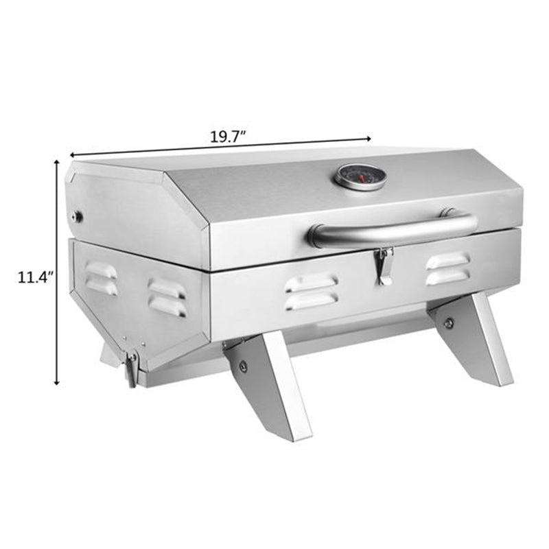 ZOKOP Portable Gas Grill Stove Square Stainless Steel Bbq Stove Silver