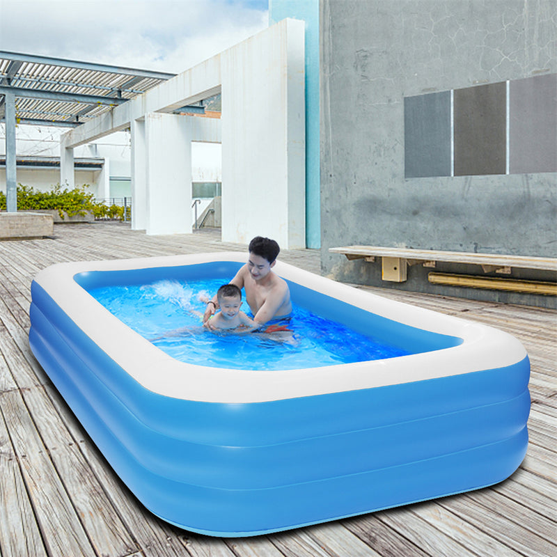 THBOXES 120x72x22inch Inflatable Swimming Pool Wall Cuboid Stored for Backyard Garden Blue