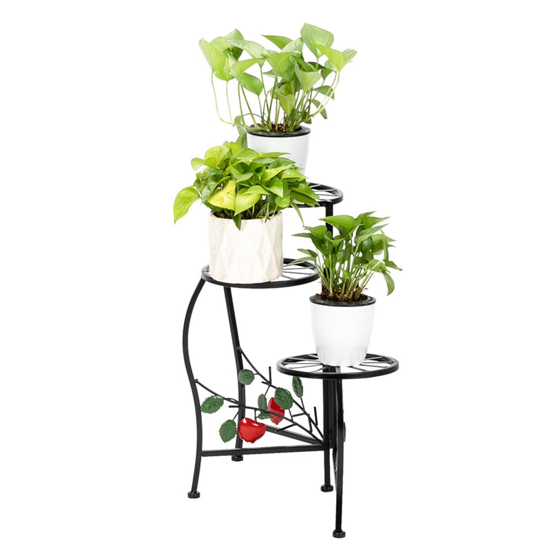 ALICIAN Metal Plant Stand Shelf 3-base Flower Pot Holder Organizing Racks Black