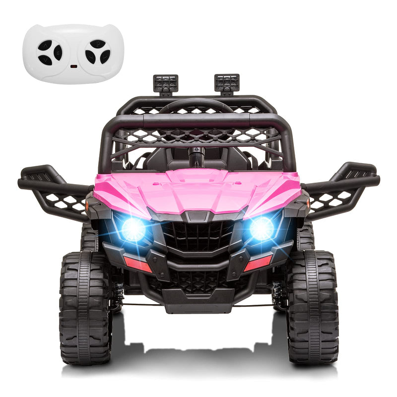 12V Kids Ride On Car Truck w/Parent Remote Control, Spring Suspension, LED Lights, AUX Port, Music (Red, no Tent)