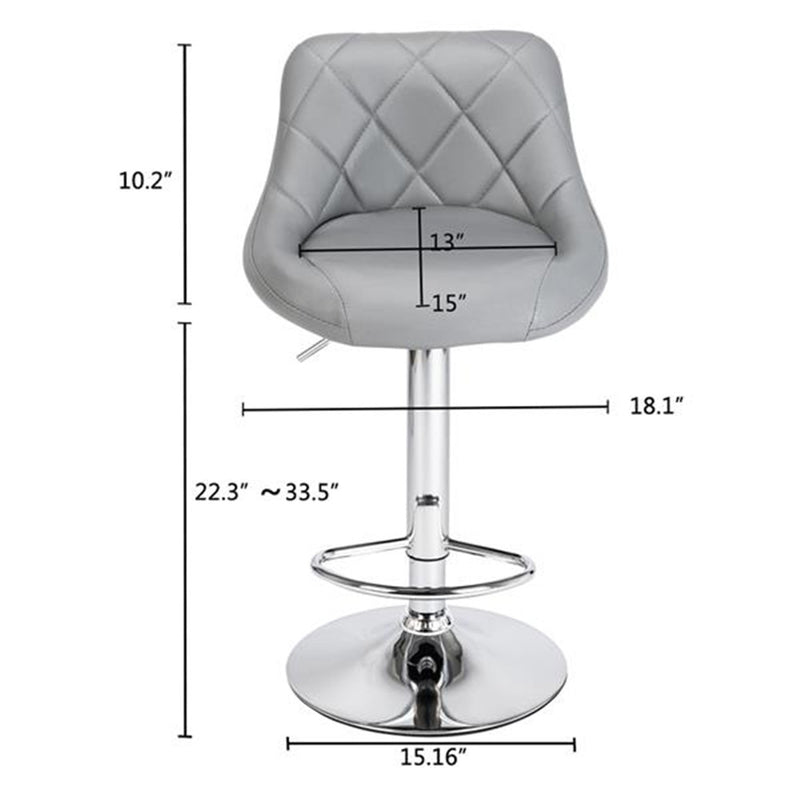 ALICIAN 2pcs Adjustable Swivel Bar Stools Padded Chair with Back Gray