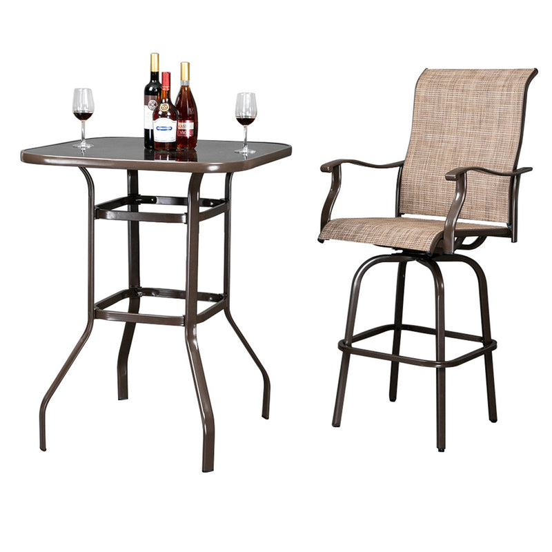 AMYOVE Bar Table Patio Table Bistro High Top Patio Table Outdoor Brown