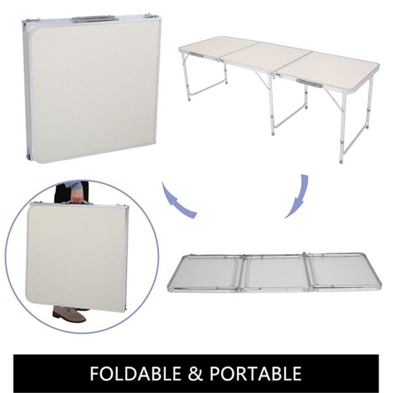 AMYOVE Folding Table for Home Picnics Camping Trips Buffets Barbecues White