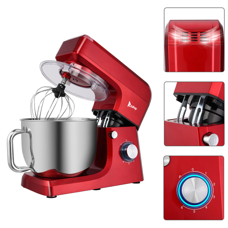 ZOKOP 7.5QT Stand Mixer 6 Speeds Electric Food Mixers Red