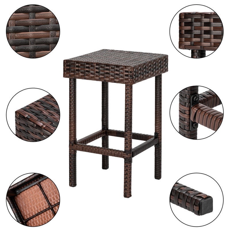 AMYOVE 4pcs Rattan Stool Iron Frame Multi-functional Retro Bar Chair 38x38x61cm Brown