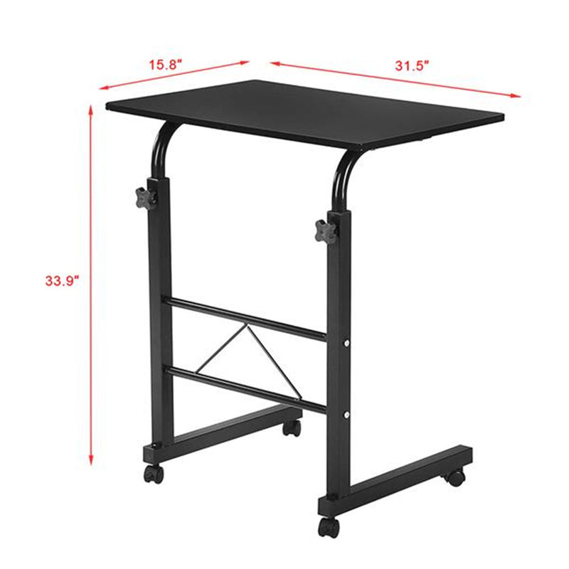 AMYOVE Side Table Height Adjustable Coffee Snack Table Black