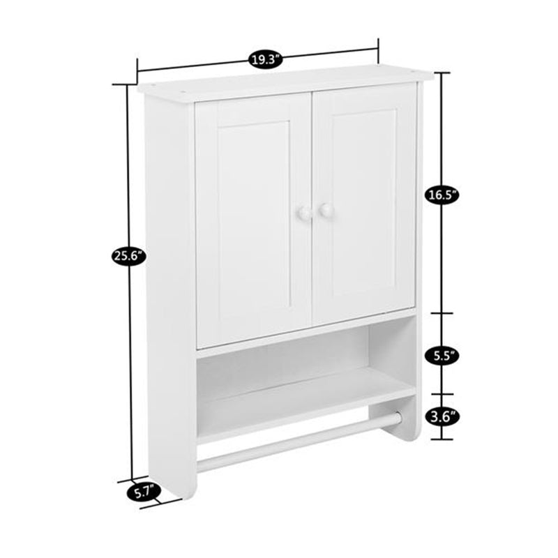 AMYOVE 2-Door Bathroom Wall Cabinet Cupboard 65x48.7x14.6cm White