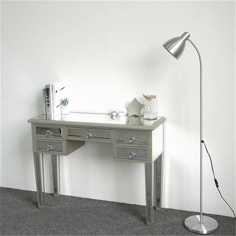 AMYOVE Mirrored Desk Vanity Table With 5 Drawers For Home Bedroom Storage