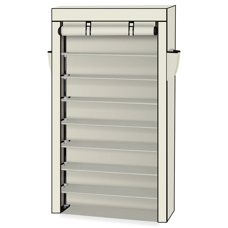 RONSHIN Shoe Rack 10 Layers Widened Black Shoe Cabinet 160*30*88 Beige