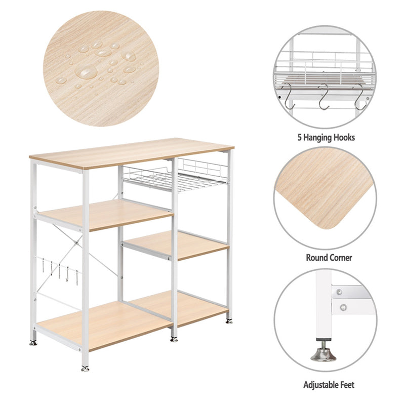 ALICIAN 4-layer Microwave Oven Rack Floor-standing White Maple