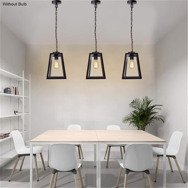 REDCOLOURFUL 110-240v Chandelier E26 Lantern Pendant Light for Dining Room Kitchen Hallway Black