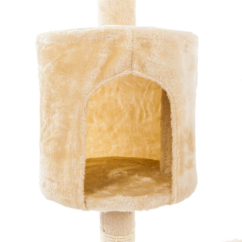 BEESCLOVER Multi-level Cat Tree Condo Cat Climbing Frame for Kittens Cats Pets Beige