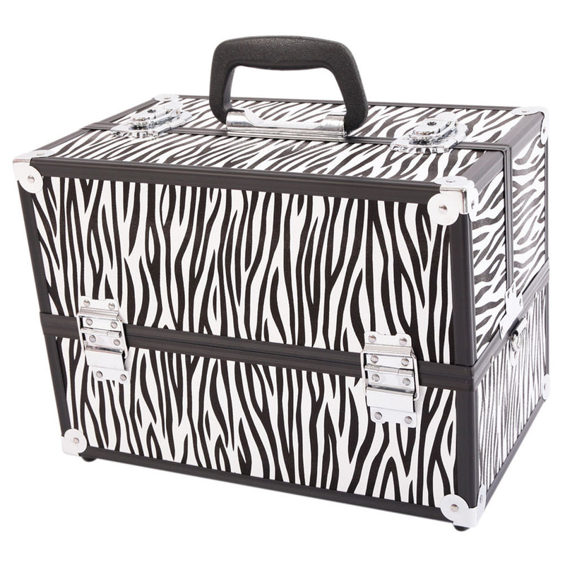 SHININGLOVE Portable Cosmetic Case White Zebra Pattern Makeup Jewelry Box