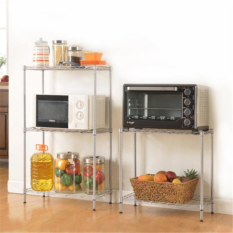 RONSHIN Metal Storage Shelf Standing Rack for Microwave Oven Rack Silver