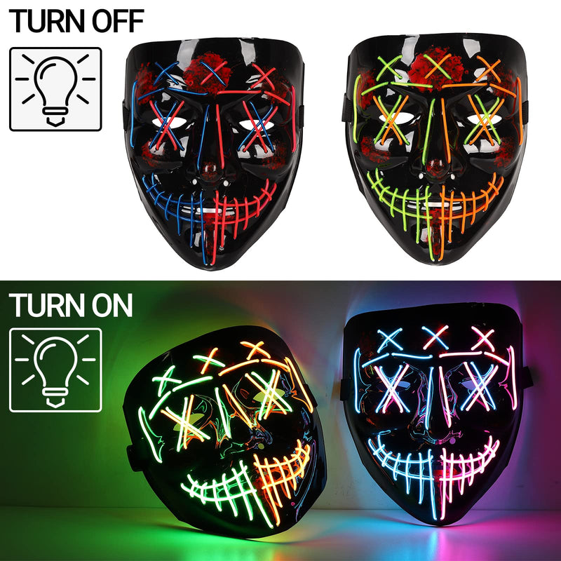 WHIZMAX Halloween 2 Pack Led Masks Scary Mask