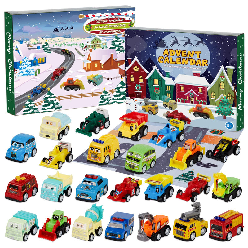 2022 Christmas Advent Calendar with 24 Different Vehicles, 24 Days Countdown Calendar with Pull Back Car for Boys Kids Party Favors, Classroom Prizes, Xmas Gift, Christmas Stocking Stuffers