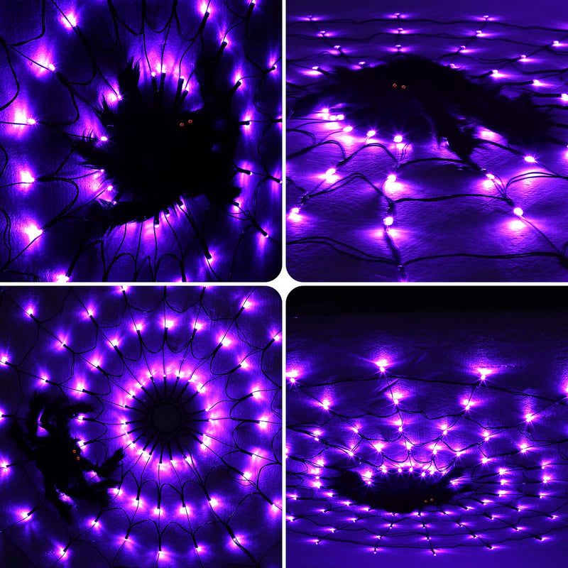 CYNDIE Halloween Purple Spider Web Lights Waterproof