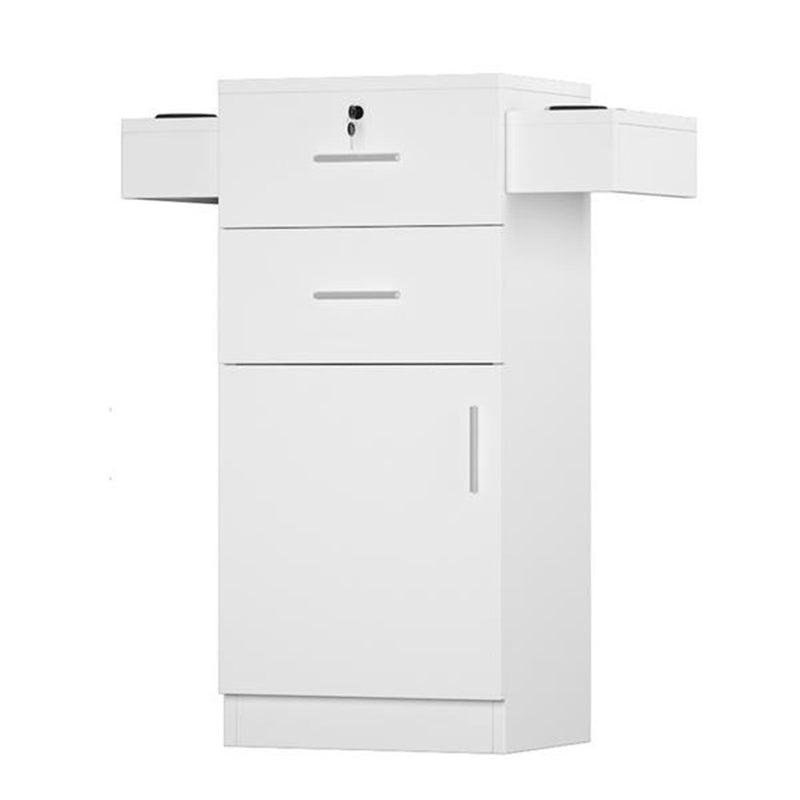 AMYOVE Salon Locker Cabinet Storage Cart Hair Dryer Rack Drawer White