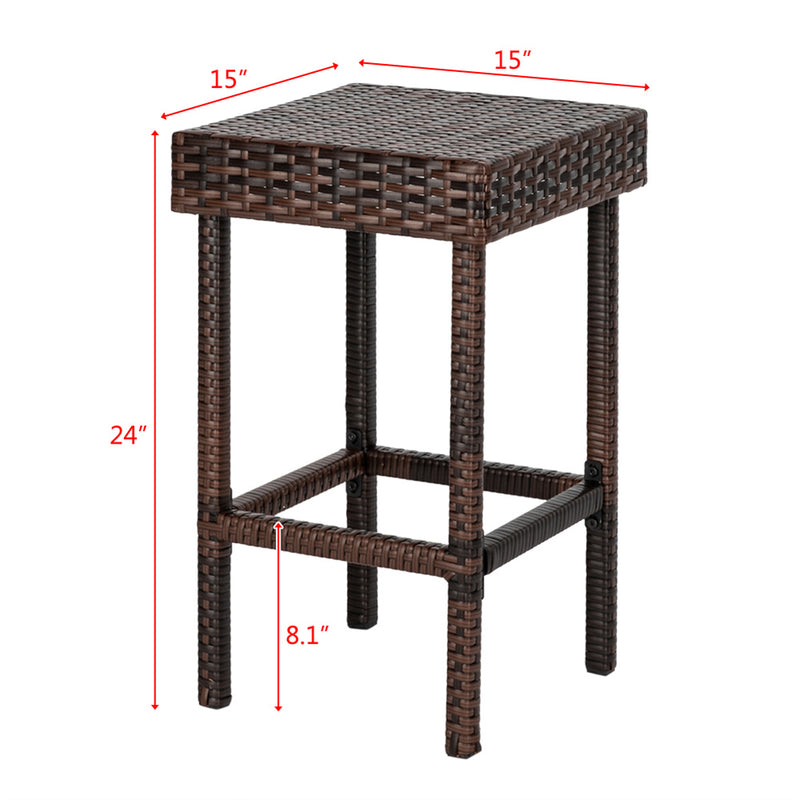 AMYOVE 4pcs Rattan Stool Iron Frame Multi-functional Retro Bar Chair 38x38x61cm Brown