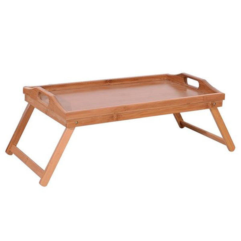 AMYOVE Bamboo Tray Tea Table with Folding Legs Desk Wood Color