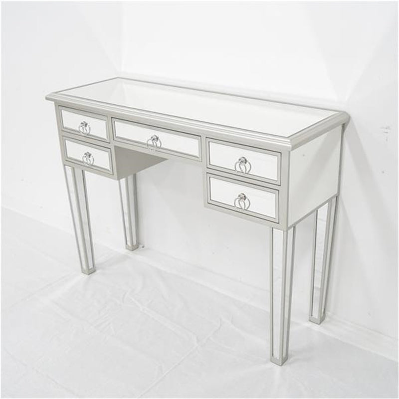 AMYOVE Mirrored Desk Vanity Table With 5 Drawers For Home Bedroom Storage