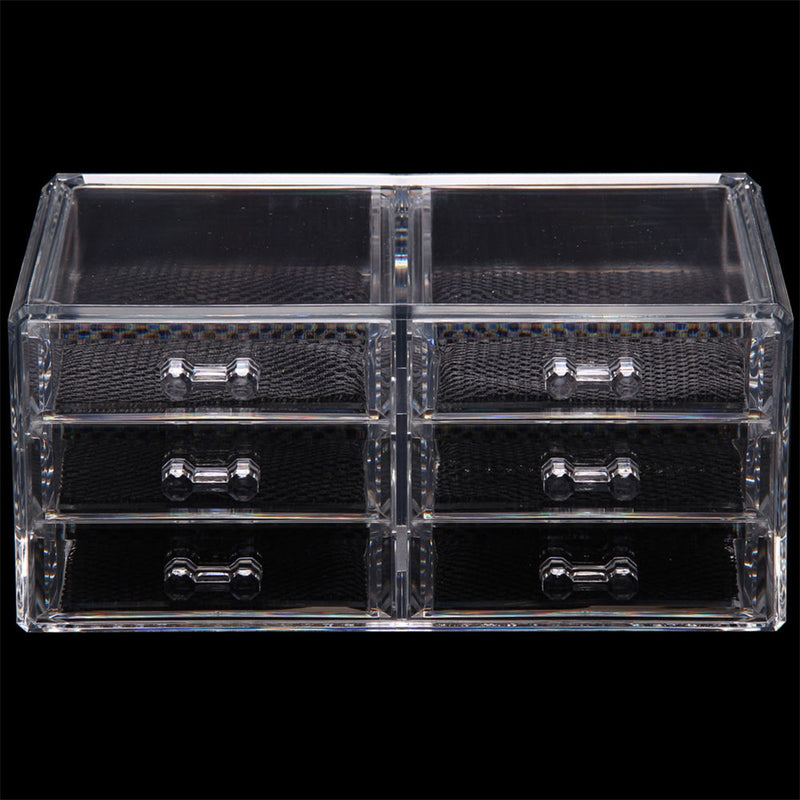 RONSHIN 2pcs/set Plastic Cosmetic Box Makeup Case 6-drawer Transparent