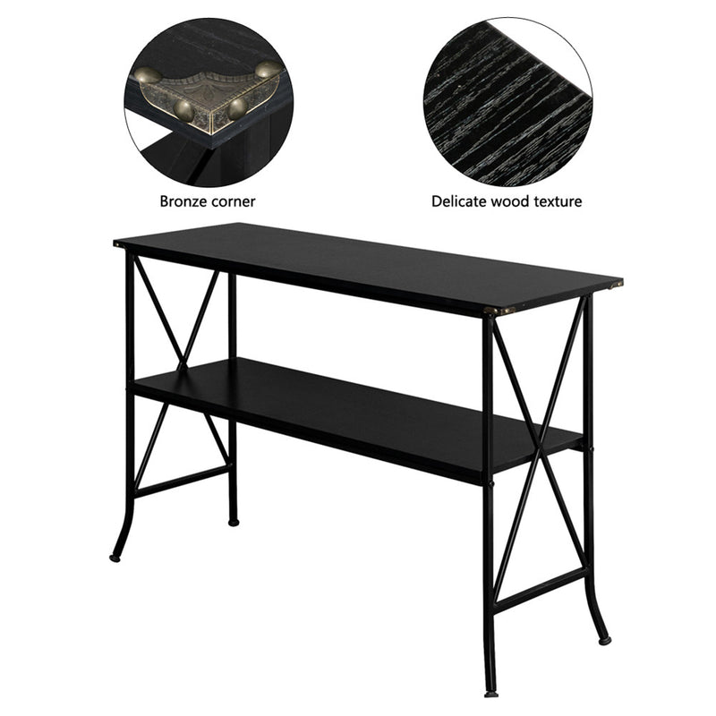 AMYOVE 2 Tier Console Table Household Desk Furniture Black