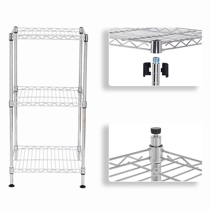 RONSHIN 3-Tier Household Metal Storage Racks Adjustable Shelves Organizer