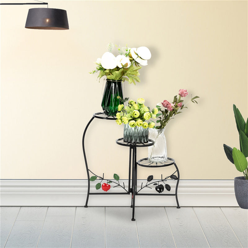 ALICIAN Metal Plant Stand Shelf 3-base Flower Pot Holder Organizing Racks Black