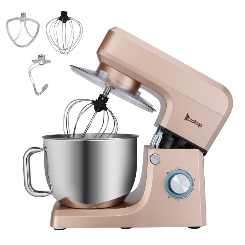 ZOKOP 7.5QT Stand Mixer 6 Speeds Electric Food Mixers Champagne