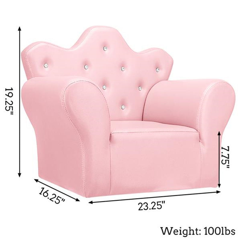 ALICIAN Children Sofa Solid Wood Composite Board Crown-Shape Single Sofa Pink