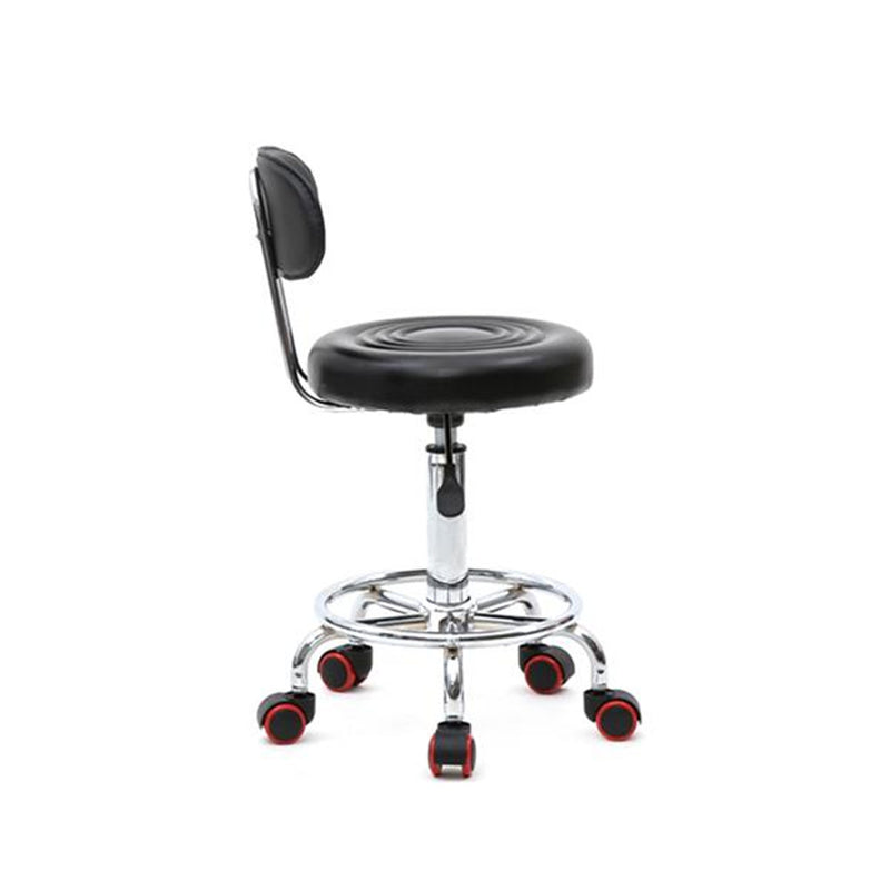 ALICIAN Rolling Swivel PU Leather Salon Stool Office Chair with Back Support Black