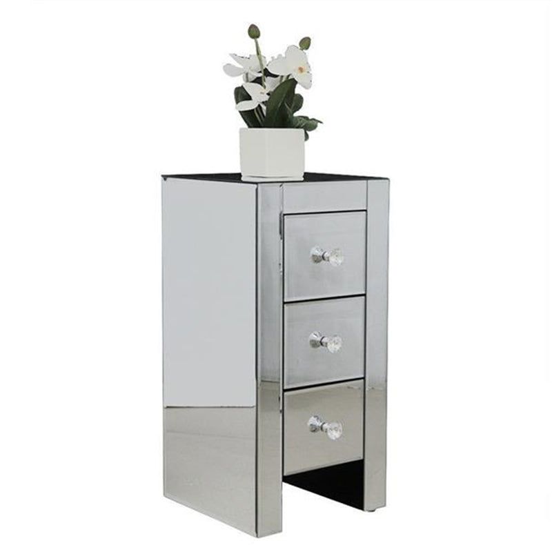 AMYOVE Mirrored Nightstand Bedside End Table with 3-Drawers for Bedroom Mini Cabinet